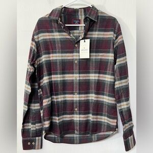 UNTUCKit Flannel Greyton Shirt Gray Red Plaid Men's Medium Slim Fit